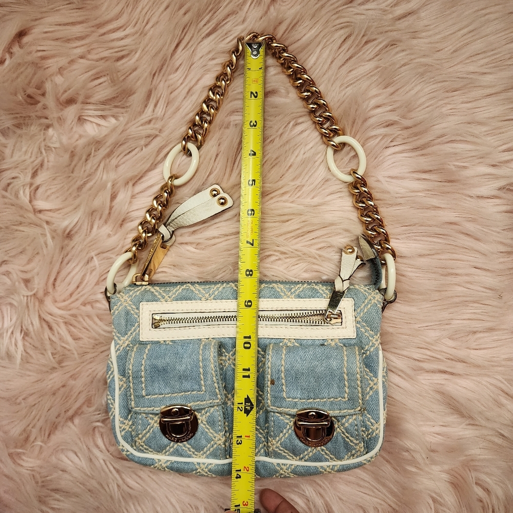 Marc Jacobs Vintage Cammie Washed Denim Bag Y2K Quilted - Picture 10 of 14